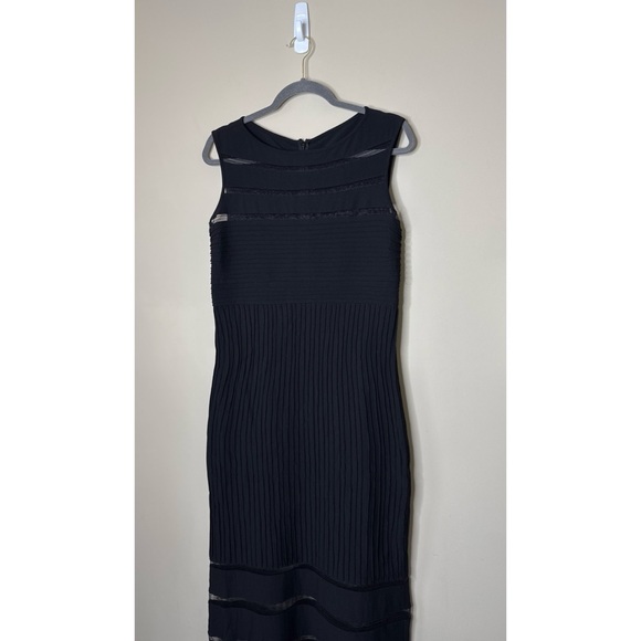 Tadashi Shoji Black Formal Mesh Illusion Dress Gown Black Size Large - Picture 3 of 8